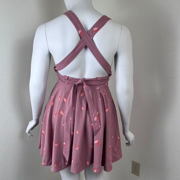 Free People Size 12 Cross Back Fit & Flare Pinup Retro Mini Floral Dress FLAWED* - Picture 10 of 14